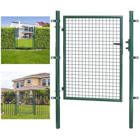 VINGO Portillon de jardin 125 x 100 cm avec serrure maille métallique - Vert