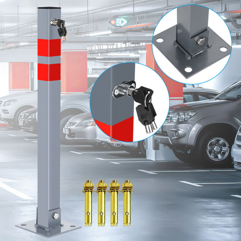 Poteau de Parking 1x Poteau de délimitation 65cm Barrière de parking Rabattable Bollard à bétonner Poteau de barrage