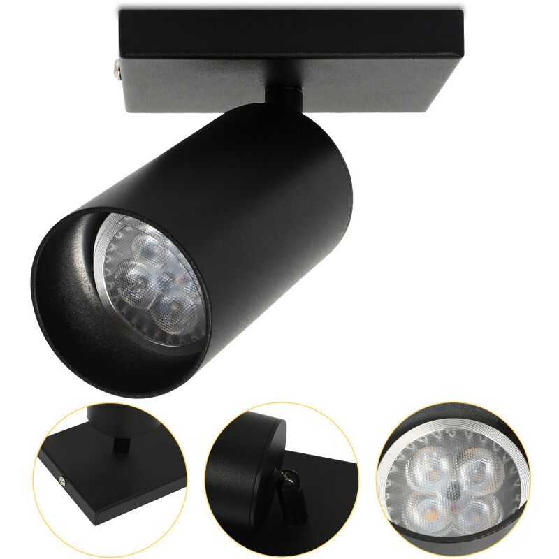 Einfeben Spot de plafond GU10 blanc chaud pivotante tournante 4w Idéal pour le salon, salon, couloir La tête seule