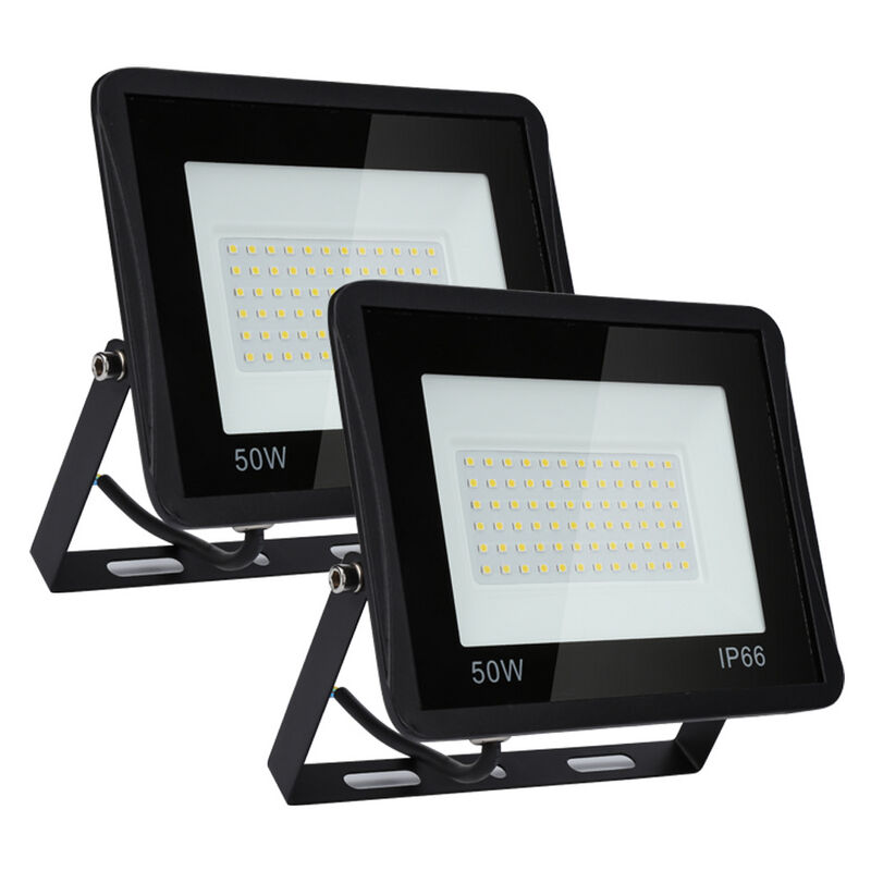 Projecteurs led à l'extérieur Spot éclairage de sécurité extérieurs étanches IP66 pour jardin garage 2x50W Blanc Chaud - Vingo