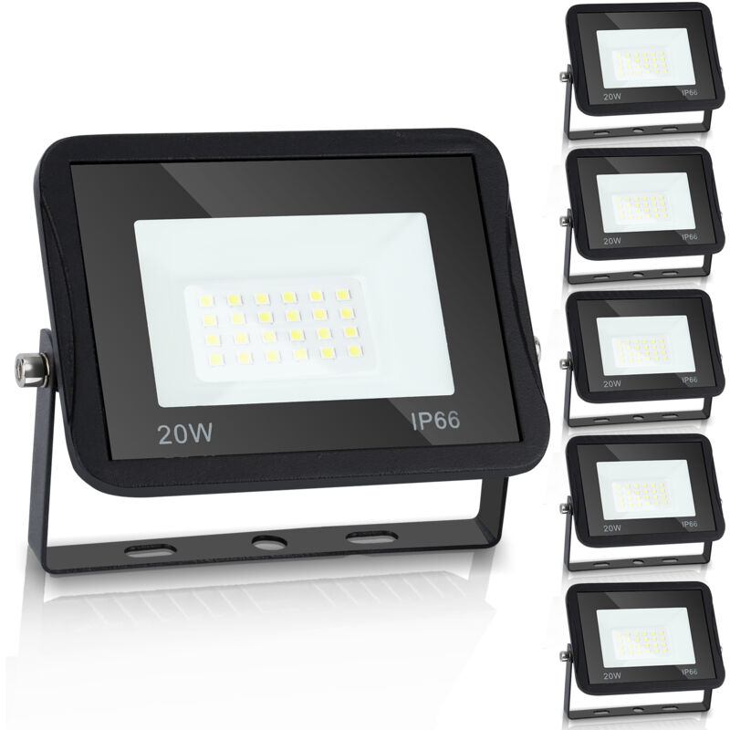Projecteurs led à l'extérieur Spot éclairage de sécurité extérieurs étanches IP66 pour jardin garage 5X20W Blanc Chaud - Vingo