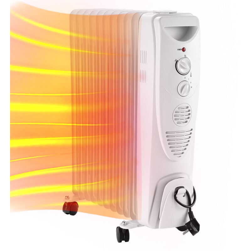 Radiateur Bain d'Huile 2500W 11 Éléments 3 Puissance Radiateur Electrique Silencieux Anti-Surchauffe et Anti-Sasculement Économie d'Energie - Vingo