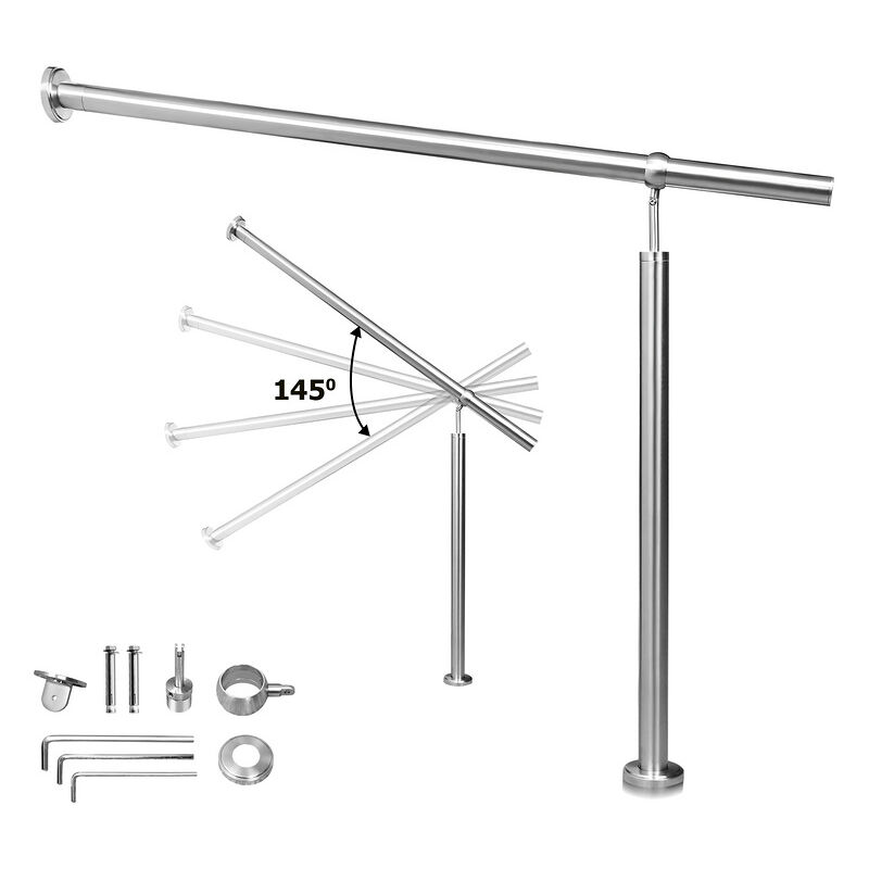 Rampe d'escalier en Acier affiné Rambarde Main Courante Balustrade Escalier Pied de support 150cm - Vingo