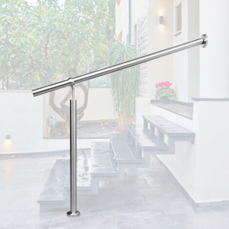 VINGO Rampe d’escalier, Main courante inox, intérieur extérieur entrée maison, Fixation mur 100x90 cm argent