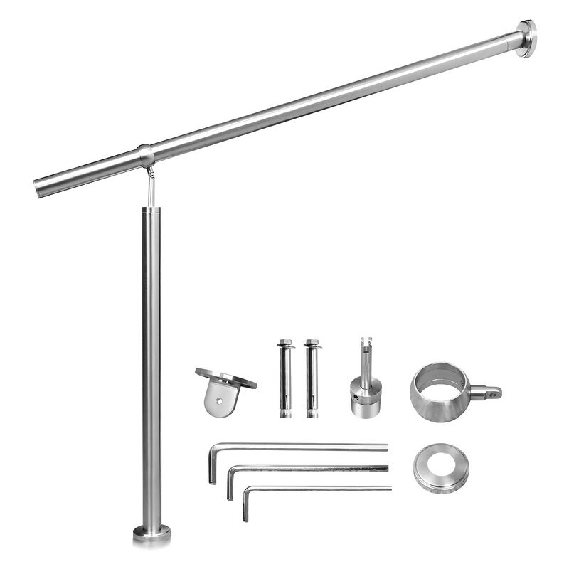 Rampe Escalier Inoxydable Main Courante en Rampe d'escalier pour Escalier Extérieu/intérieur Angle réglable Fixation Mur 180cm - Vingo