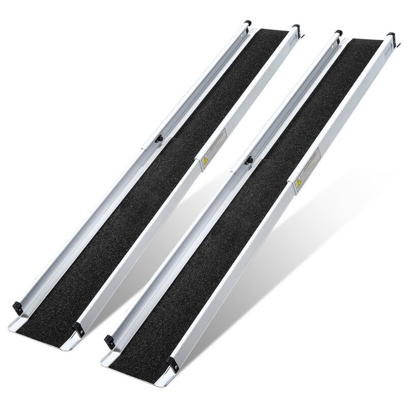 Rampe pour fauteuil roulant Rampe de chargement 2x Pliable Alu Surface Antidérapante 183 cm 300KG - Vingo