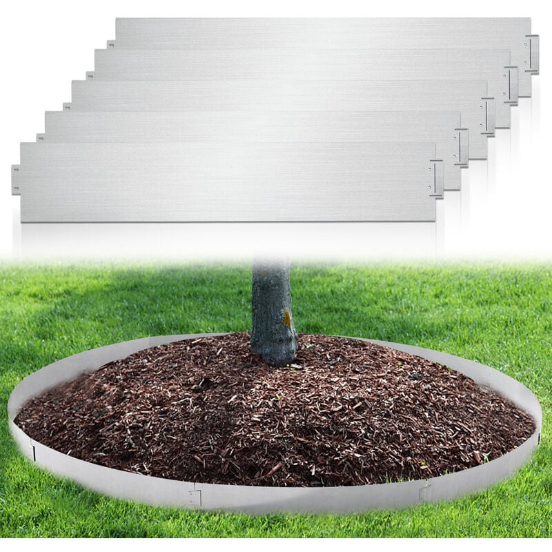 Rasenkante Metall Beeteinfassung Mähkante Verzinkt Wegbegrenzung Beetumrandung Palisade 100x15cm 15m - Vingo