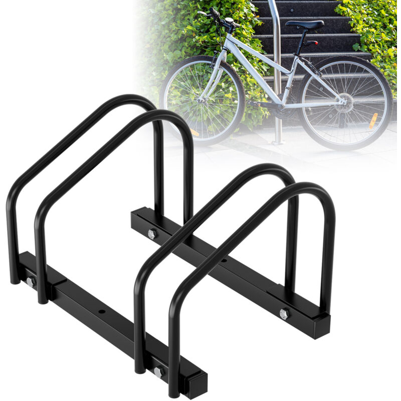 Vingo - Râtelier vélos pour 2 vélos, 41x32x26cm, Support à vélo en acier galvanisé, peut être fixé au sol/au mur, pour largeurs de pneus de 3,5 à 5,5