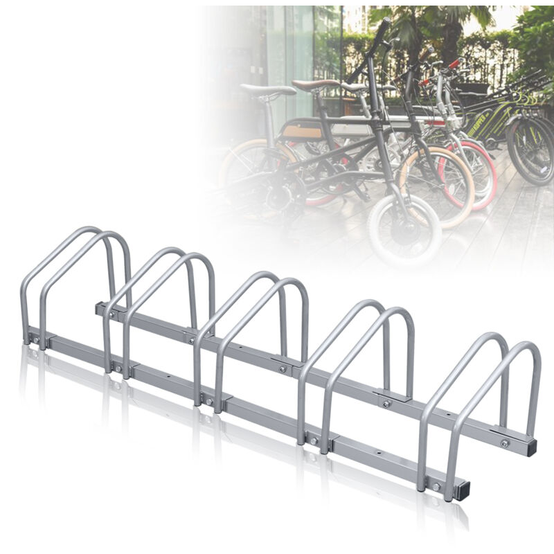 Vingo - Râtelier vélos pour 6 vélos, 160x32x26cm, Support à vélo en acier galvanisé, peut être fixé au sol/au mur, pour largeurs de pneus de 3,5 à