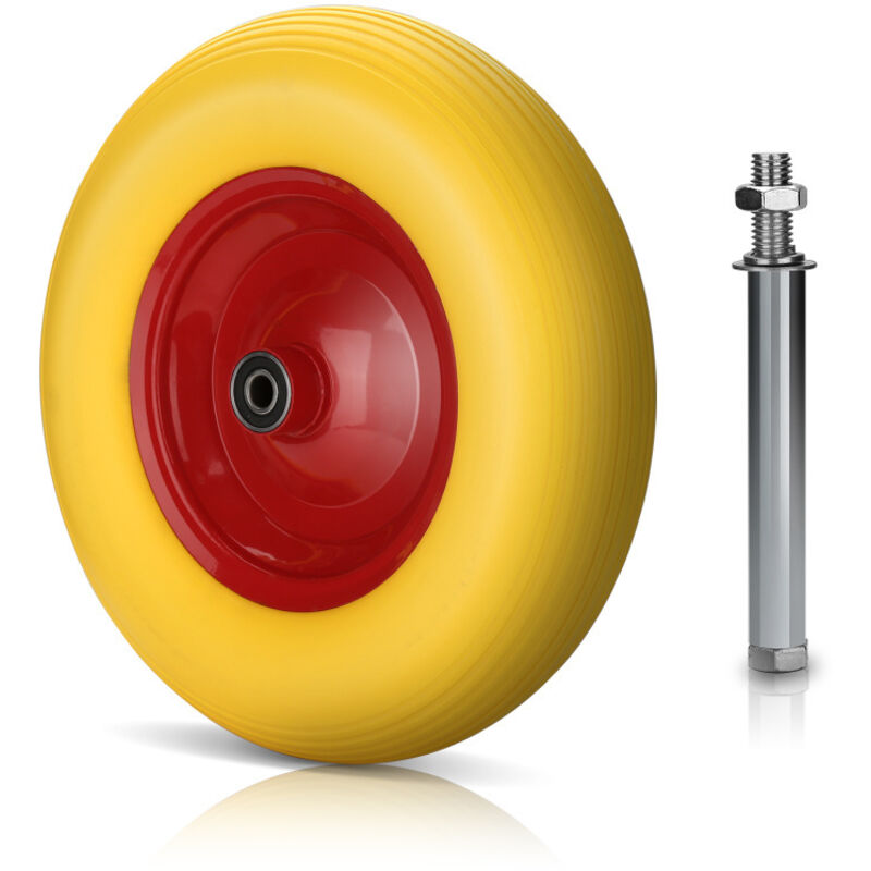 Swanew Roue de brouette caoutchouc plein - roue de chariot, roue de brouette, roue de rechange - jaune 200 kg charge