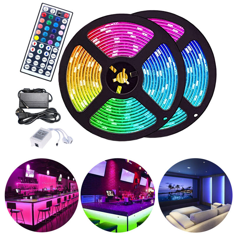 Vingo - Ruban led lumineux Bande led pour Chambre, Mariage, Fête Cuisine rvb 5050 smd multicolore 1M 30 led Avec 44 télécommande - rgb