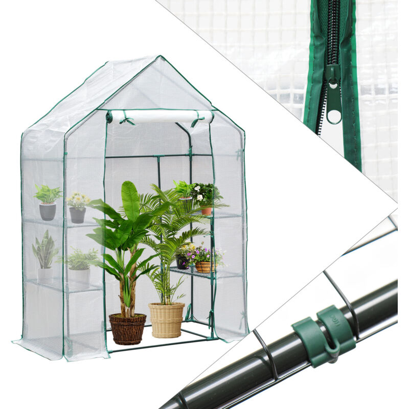 Serre de Jardin pour Légume Plante Fleur Bâche Renforcée 135g-m2 Protéger Vos Plantes 143x73x195cm, Blanc - Vingo