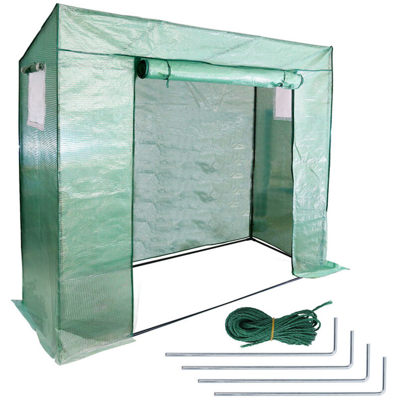 Swanew Serre de jardin verte toutes saisons avec fenêtre et porte zippée,200x80x170cm Vert