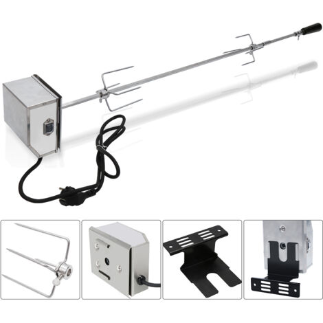 VINGO Set di spiedini BBQ per grill 107 cm con motore in acciaio inox, 220V - 240V, girarrosto per barbecue