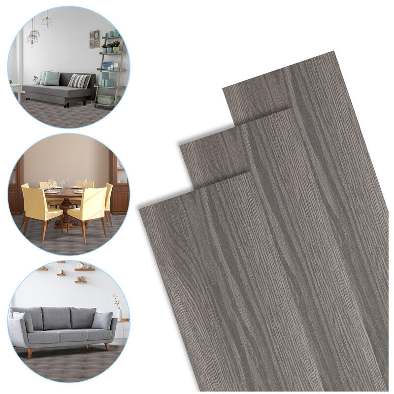 Sol pvc bois-Lames de sol pvc adhésives -Boite de 7 lames vinyle auto-adhésives - 1 m² - Chêne Nuit - Vingo