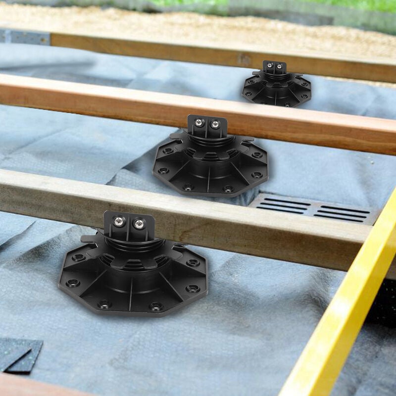 Vingo - Plot terrasse bois ou composite Noir Plot terrasse pour dalle réglable 30-60 mm 100x