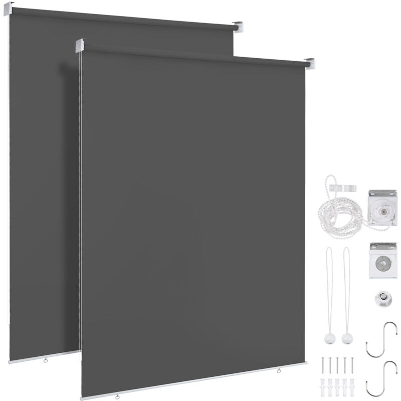 2X Store vertical enrouleur extérieur pour terrasse ou balcon Paravent rétractable Protection solaire 180x240CM Anthracite - Vingo