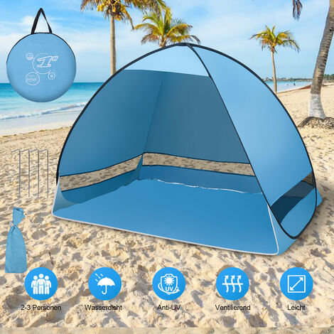 VINGO Strandmuschel Wurfzelt Automatikzelt UV 50+ Strandzelt Campingzelt Tent blau - blau