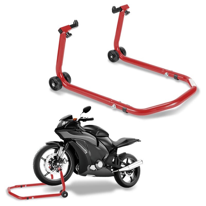 Vingo - Support béquille de moto arrière lève moto arrière sur roulettes avec adaptateurs caoutchouc noir