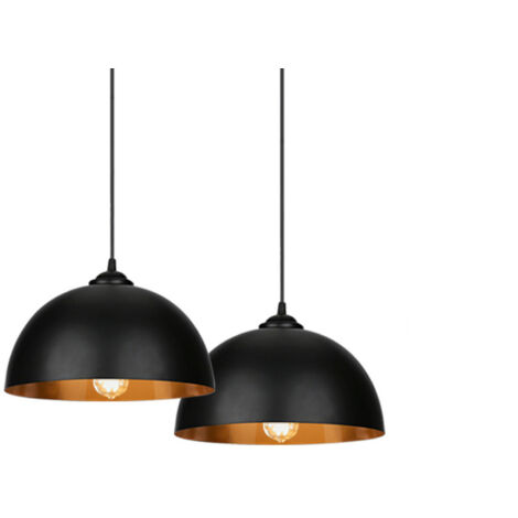 Vingo – Suspension luminaire industrielle vintage métal Ø30cm – Lustre décoratif rétro noir et bronze – Pour salon, cuisine, bar, café