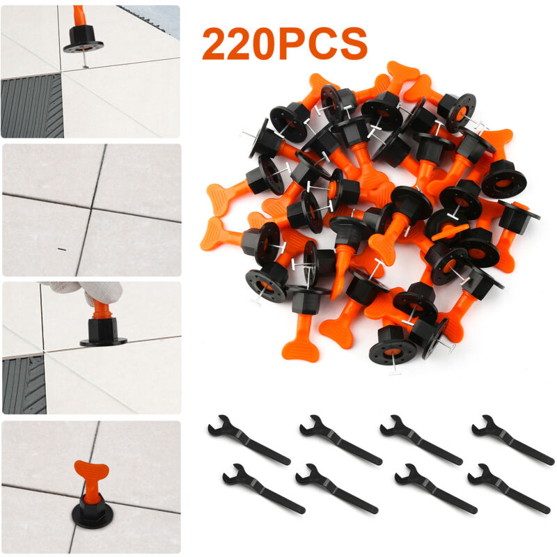 Système de nivellement de carreaux 220 pièces Pack entretoises de niveleurs de carreaux réutilisables pour la construction - Vingo