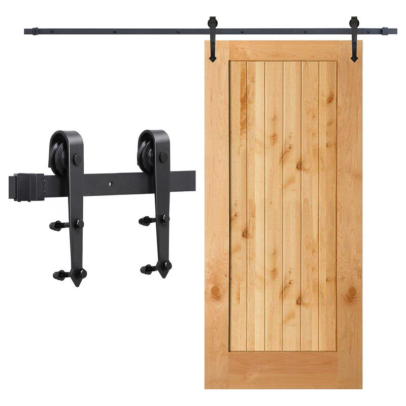 Système de porte coulissante Ensemble d'accessoires pour Rail au sol Rail de porte à rouleau en bois Verre 150kg Pfeil 183CM - Vingo