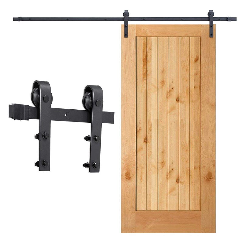 Système de porte coulissante Ensemble d'accessoires pour Rail au sol Rail de porte à rouleau en bois Verre 150kg Streifen 152CM - Vingo