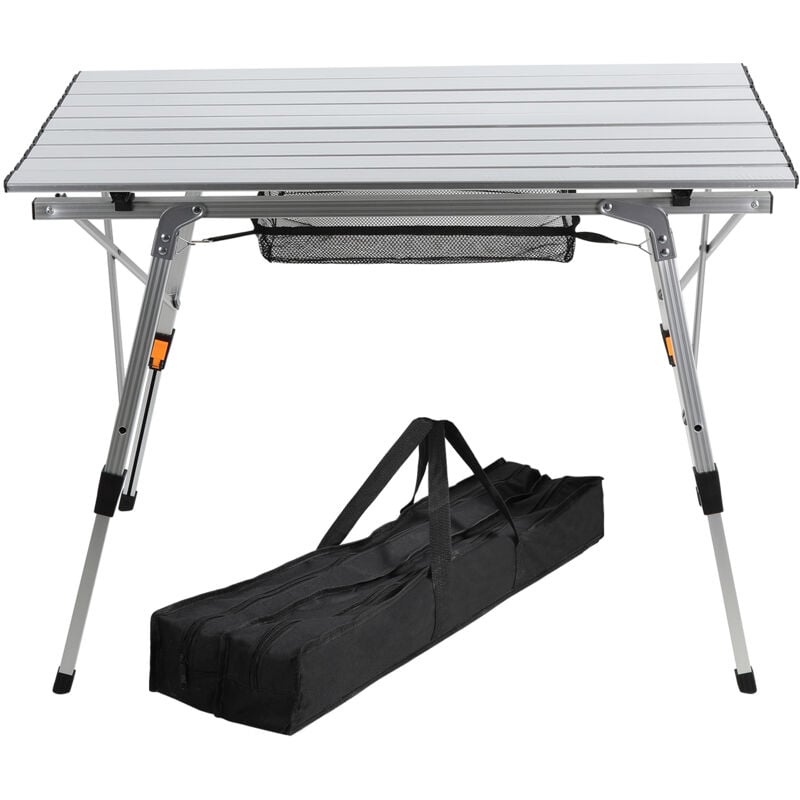 Table de camping 91 x 50 cm, 2 Hauteur réglable, Table pliante d'appoint portable - Argento - Argent - Vingo