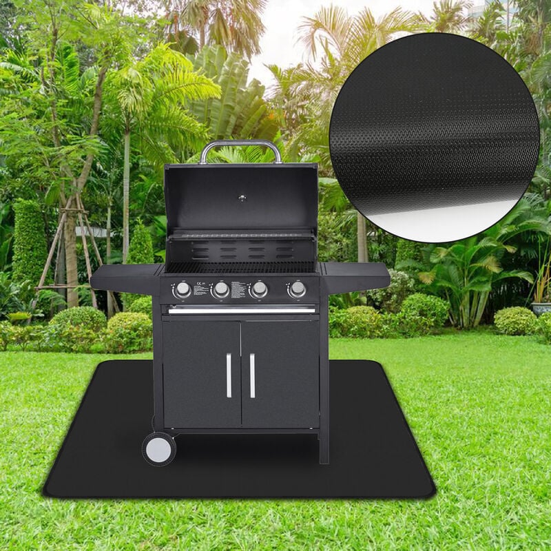 Vingo - Tapis de protection de sol pour barbecue Tapis de Gril 97x127CM - Noir - Noir