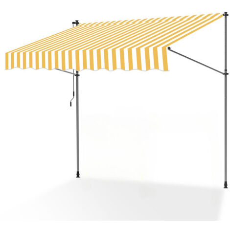 VINGO Tenda a bracci manuale Tenda retrattile senza foratura 200x120cm Bianco Giallo