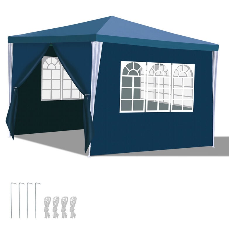 Tente Pavillon Camping Mariage Tente de fête Pavillon de jardin Tente de fête Bâche pe 3x3m Bleu - Bleu - Vingo