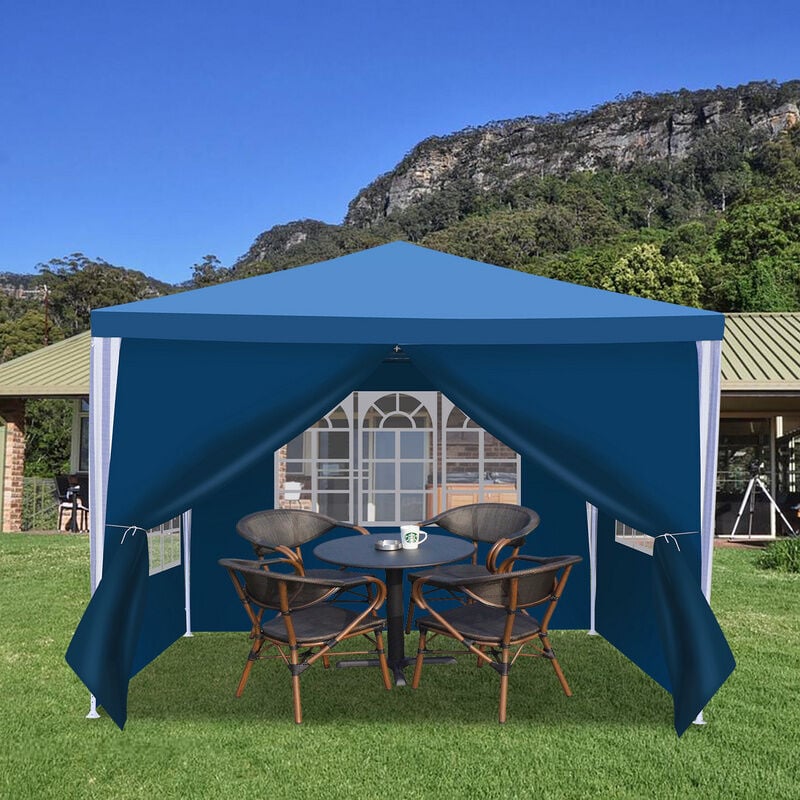 Tente Pavillon Parties latérales Camping Tente de réception Tente de fête Stabilitat Tentes de réception 3x3m Bleu - Bleu - Vingo