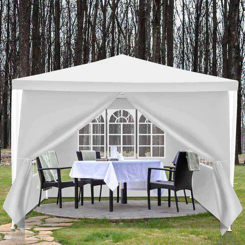 VINGO Tente Pavillon Tente de Jardin – Facile à nettoyer, durable avec parois latérales, pavillon de fête parfait 3x3m Blanc