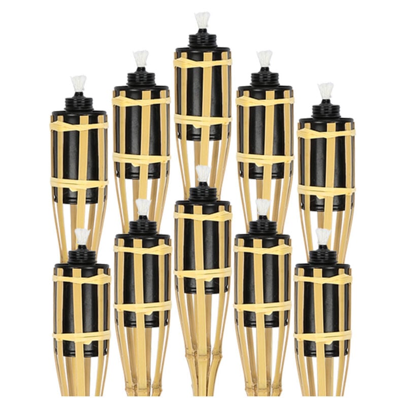 Torche de jardin en lot de 40, flambeaux en bambou, avec mèche, éclairage d'ambiance, hauteur : 90 cm, nature - Vingo