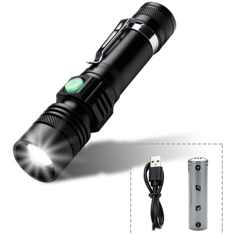 BESTA - Lampe de Poche LED Ultra Puissante, USB Rechargeable CREE