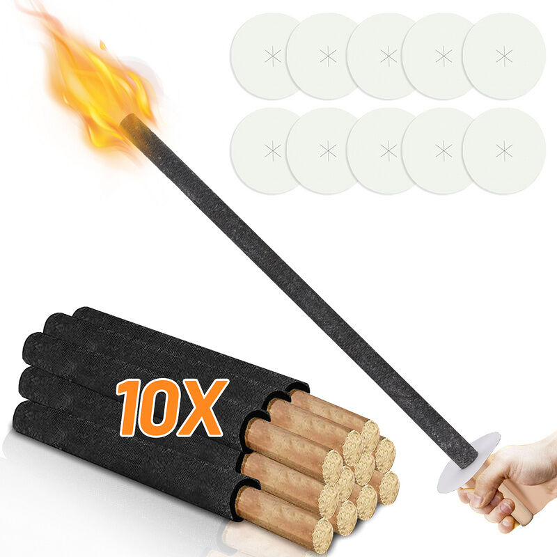 Vingo - Torches Lot de 10 torches à cire Durée de combustion 90 minutes Lampes de jardin à manche extra long