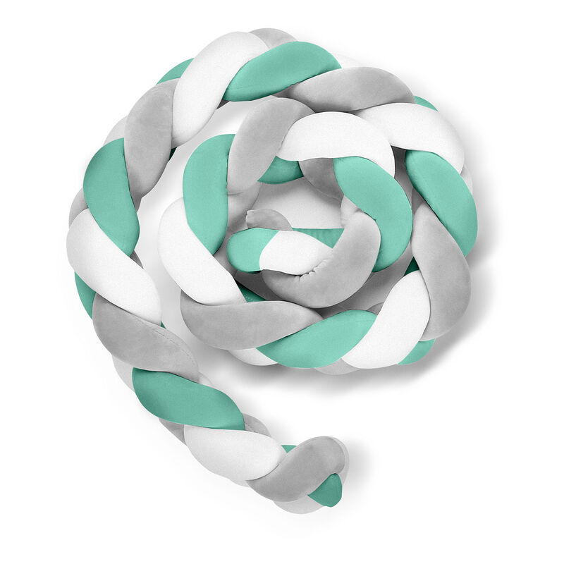 Vingo - Tour de Lit Coussin Serpent Coussin Tressé Pare-chocs Velours Protection Bébé 2M Gris Blanc Vert