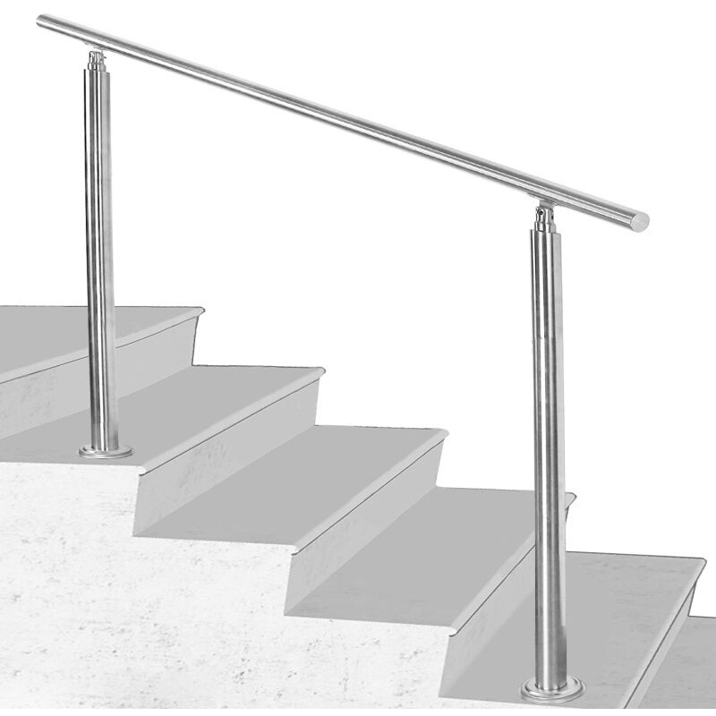 Swanew Treppengeländer Geländer Edelstahl Handlauf Brüstung Treppe Ø42mm für Treppen Balkon Innen & Außen 150CM mit ohne Querstreben