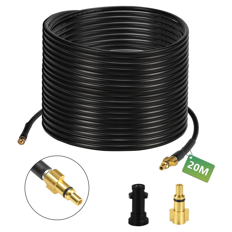 Vingo - Tuyau pour nettoyeur haute pression Tuyau déboucheur flexible noir Nettoyage de 15m