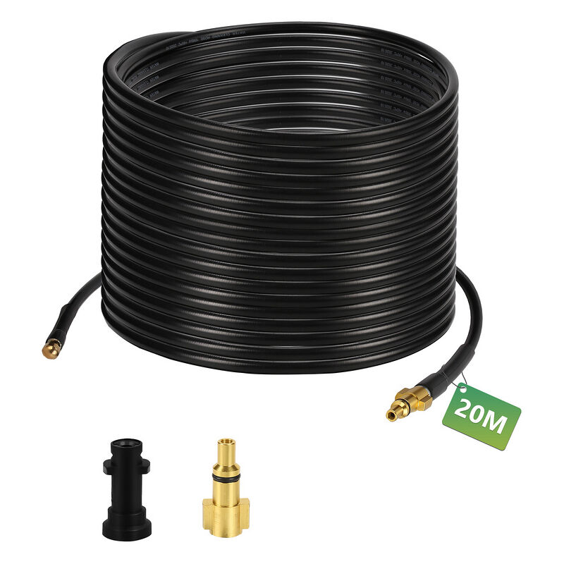 VINGO Tuyau pour nettoyeur haute pression Tuyau déboucheur flexible noir Nettoyage de canalisations 15m