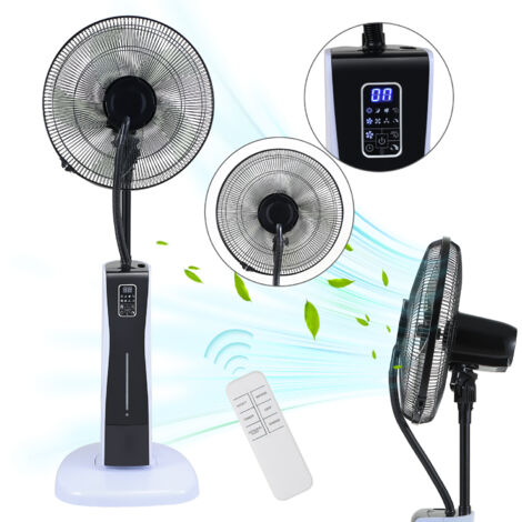 VINGO Ventilatore a piedistallo con funzione spray per un clima piacevole nell'ambiente Ventilatore da 75W con 4 con telecomando e funzione timer