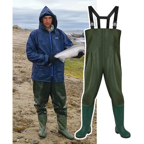 VINGO Waders Pantalon pêcheur professionnel extrêmement robuste taille pantalon de pêche d'étang 40-47 - vert