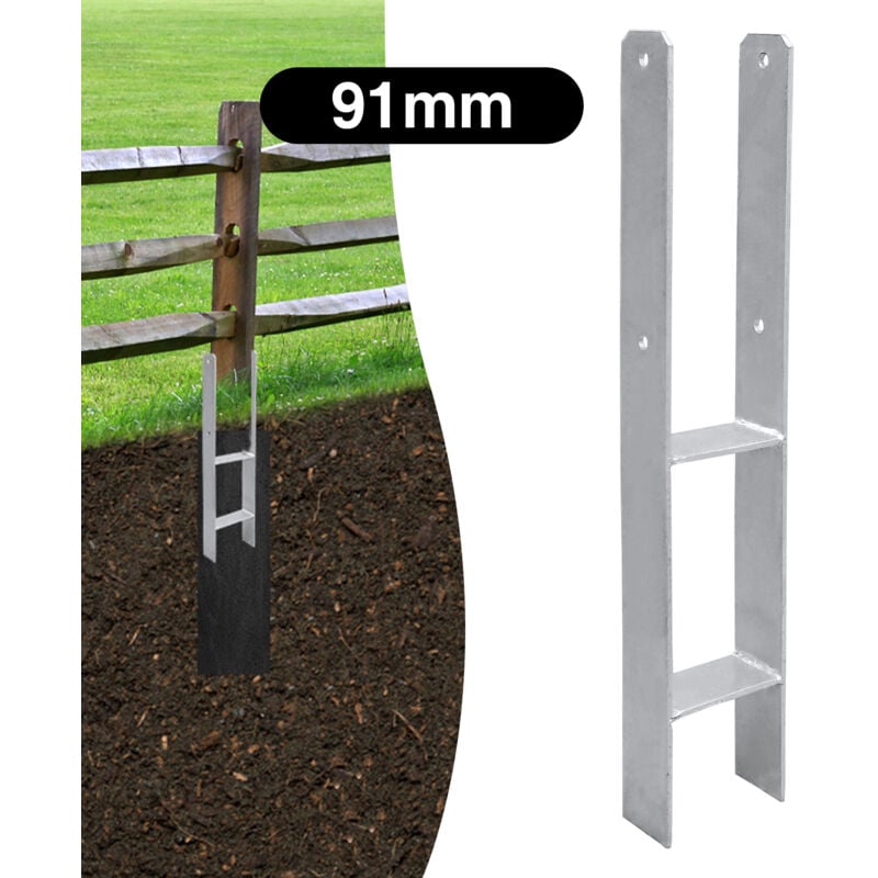 2x Ancres h support de poteau douille à enfoncer Ancre de poteau douille de sol 91 mm - Vingo