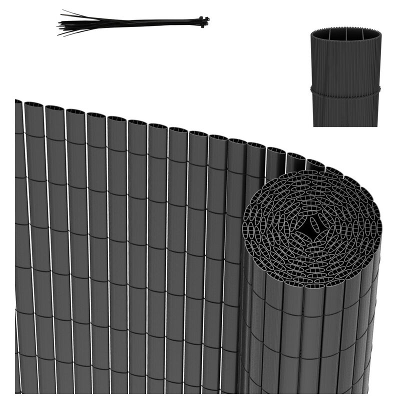 Canisse en pvc Canisse pvc pour jardin balcon terrasse. Balcon clôture brise-vent Gris 140 x 300cm - Vingo