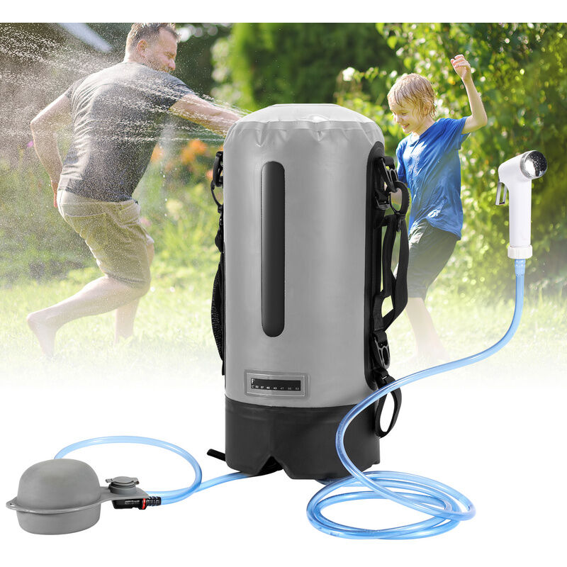 Douche de camping 12L avec pompe à pied, douche de jardin pour randonnée, voyage, jardin, nettoyage des animaux - Vingo