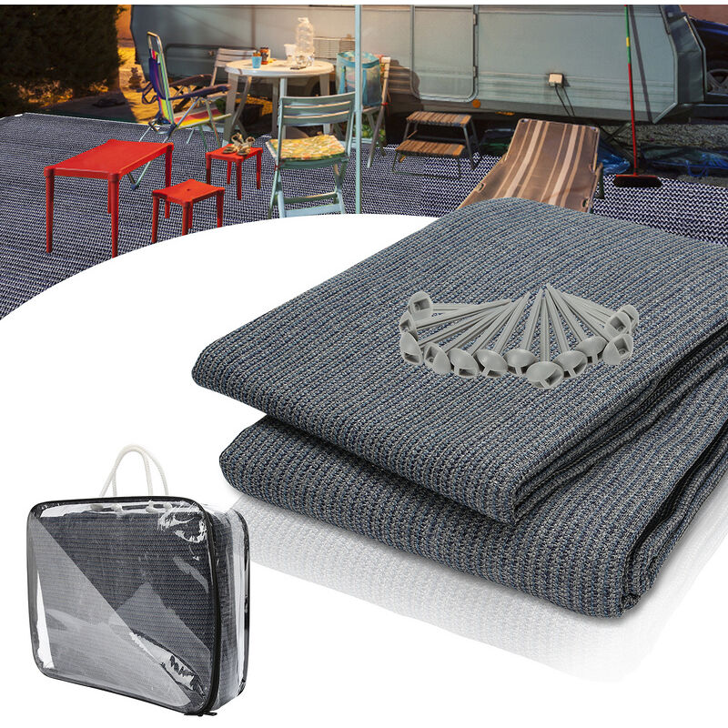 Vingo - Tapis d'extérieur Tapis de Tente Tapis de Voyage de Camping Tapis de Auvent Caravane 300X300cm Bleu-gris