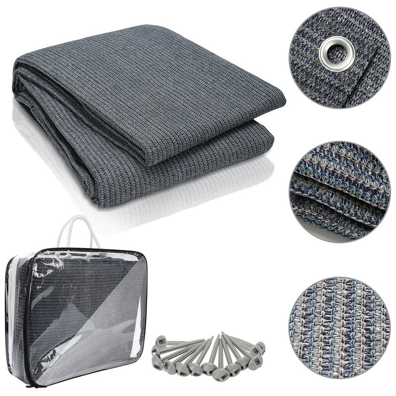 Vingo - Tapis d'extérieur Tapis de Tente Tapis de Voyage de Camping Tapis de Auvent Caravane 400X600cm Bleu-gris
