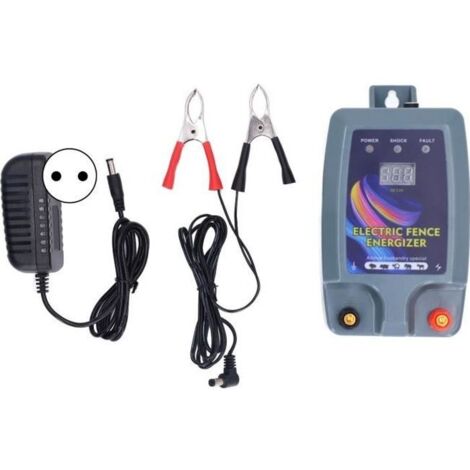 VINGVO Mini électrificateur de clôture électrique à impulsion haute tension de 5 km pour porcs, moutons, chiens 100‑240 V (prise UE)