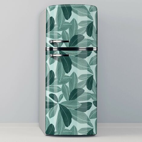 Vinilo Adhesivo Decorativo para Nevera, Especial Libre De Burbujas, Diseño Moderno De Plantas Vectoriales En Colores Verdes - 60x185cm
