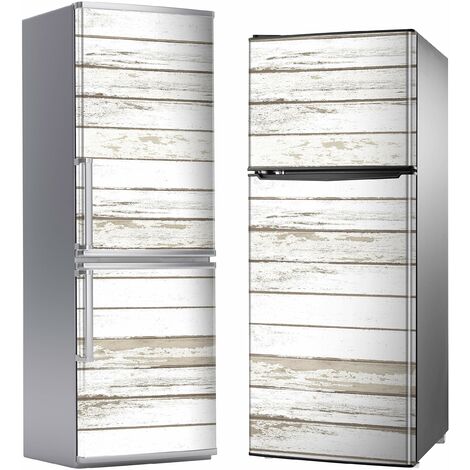 Vinilo Adhesivo Decorativo para Nevera, Especial Libre De Burbujas, Tablas DE Madera Envejecida, Blanca Lavada, 185cm x 70cm